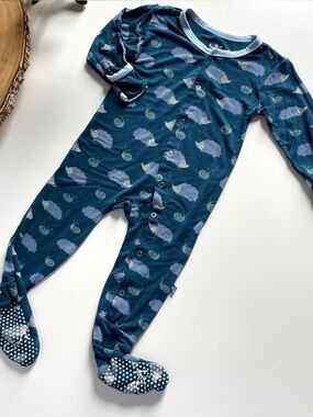 Kickee Pants Bamboo Hedgehog Snail Footie Pajama | 12-18m